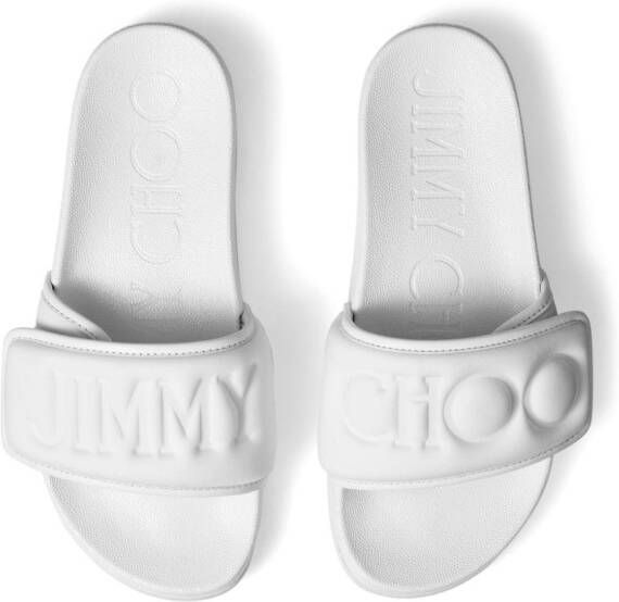 Jimmy Choo Fitz logo-debossed slides White