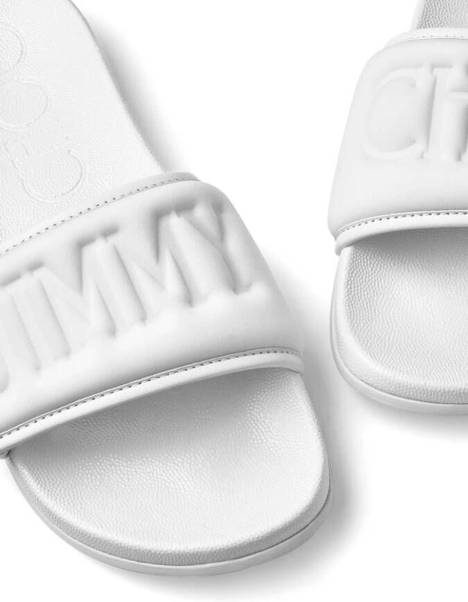Jimmy Choo Fitz logo-debossed slides White
