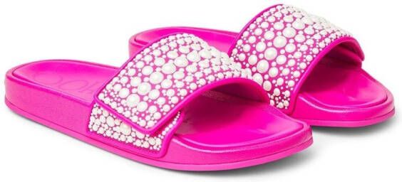 Jimmy Choo Fitz pearl-embellished slides Pink