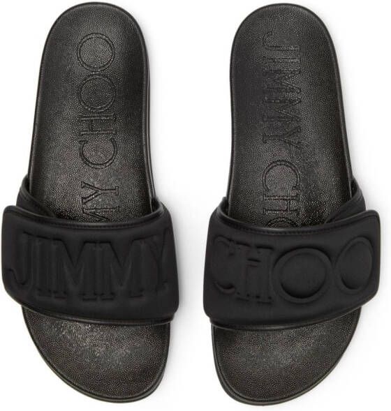Jimmy Choo Fitz M logo-debossed slides Black