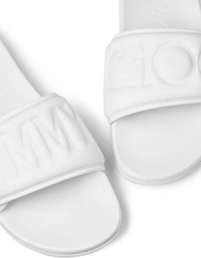 Jimmy Choo Fitz M logo-debossed slides White