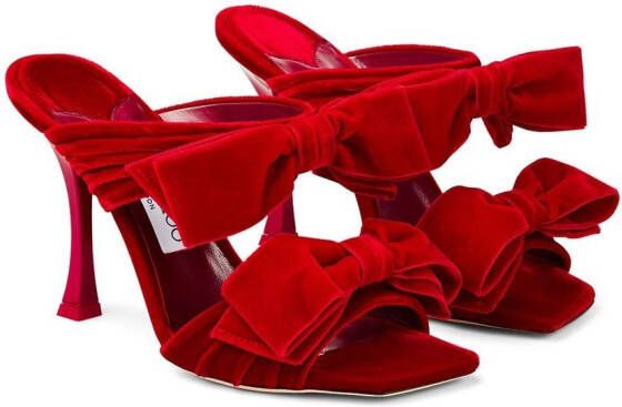 Jimmy Choo Flaca 100mm velvet mules Red