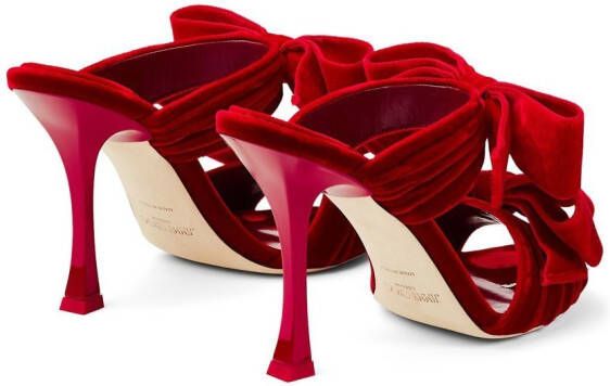 Jimmy Choo Flaca 100mm velvet mules Red