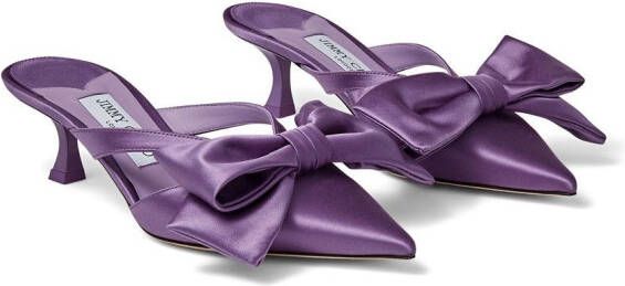 Jimmy Choo Flaca bow-embellished 50mm mules Purple
