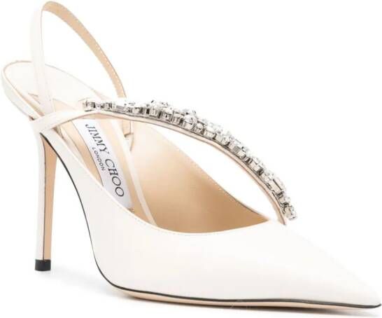 Jimmy Choo Flos 100mm leather pumps White