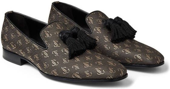 Jimmy Choo Foxley jacquard-print slippers Black