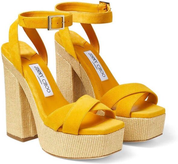 Jimmy Choo Gaia 140mm platform sandals Yellow