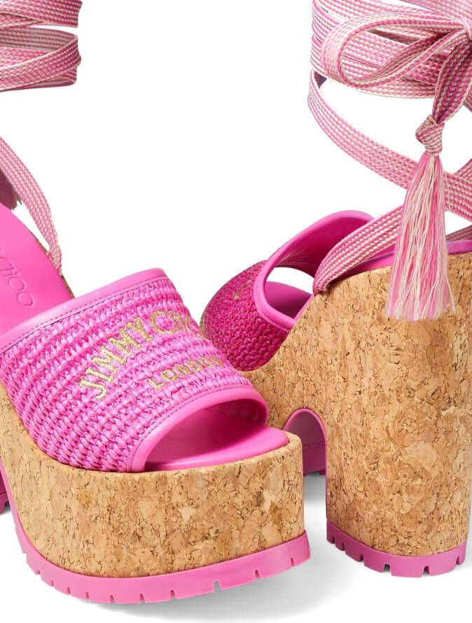 Jimmy Choo Gal 130mm wedge sandals Pink