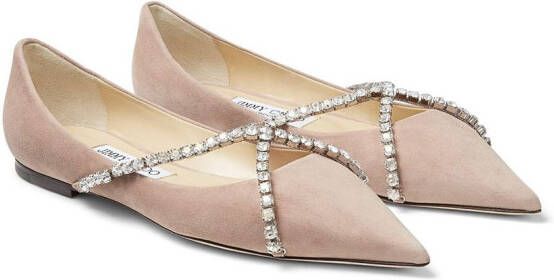 Jimmy Choo Genevi crystal-embellished ballerina shoes Pink