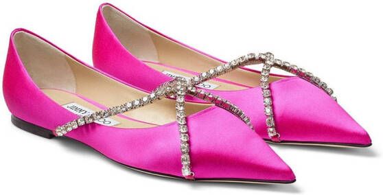 Jimmy Choo Genevi crystal-embellished ballerina shoes Pink