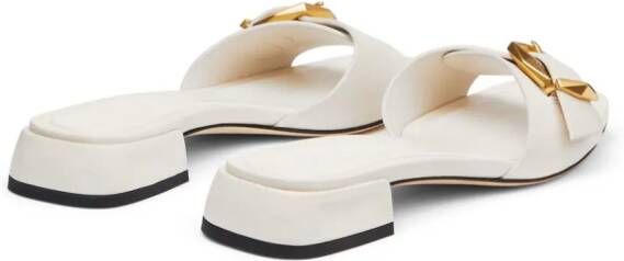 Jimmy Choo Hawke buckled leather slides Neutrals