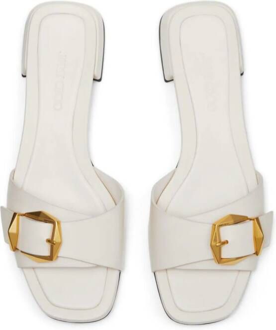 Jimmy Choo Hawke buckled leather slides Neutrals