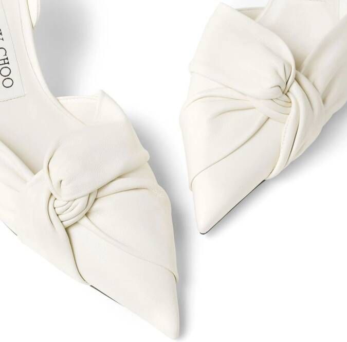 Jimmy Choo Hedera 70mm knot-detail slingback pumps White