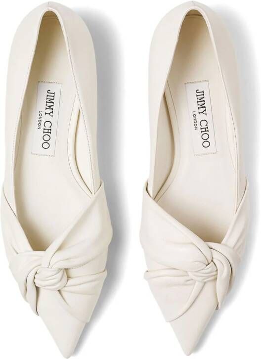 Jimmy Choo Hedera knot-detail ballerina shoes White