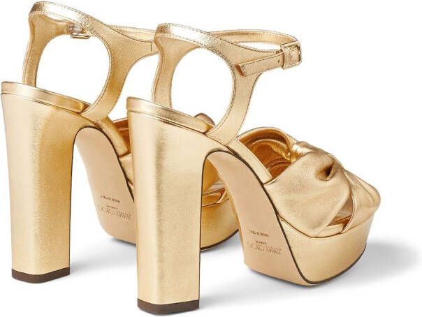 Jimmy Choo Heloise 120mm metallic-finish sandals Gold