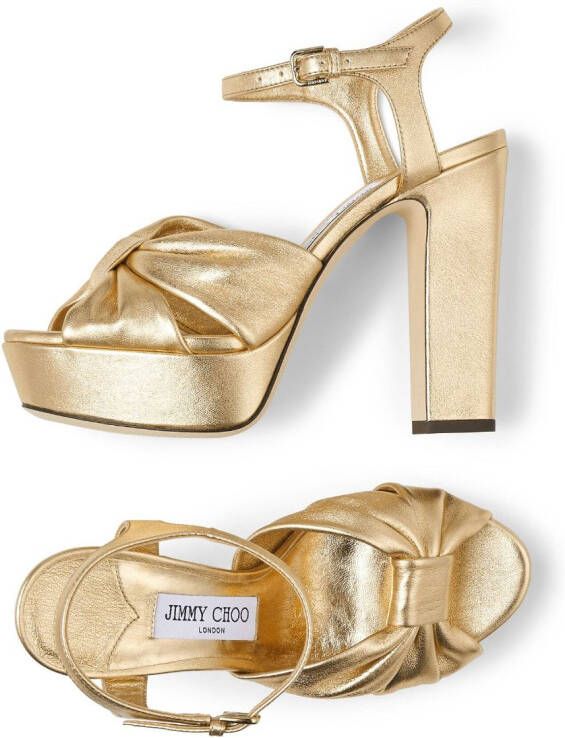 Jimmy Choo Heloise 120mm metallic-finish sandals Gold