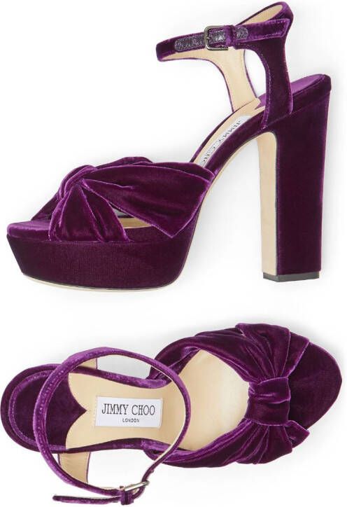 Jimmy Choo Heloise 120mm velvet platform sandals Purple