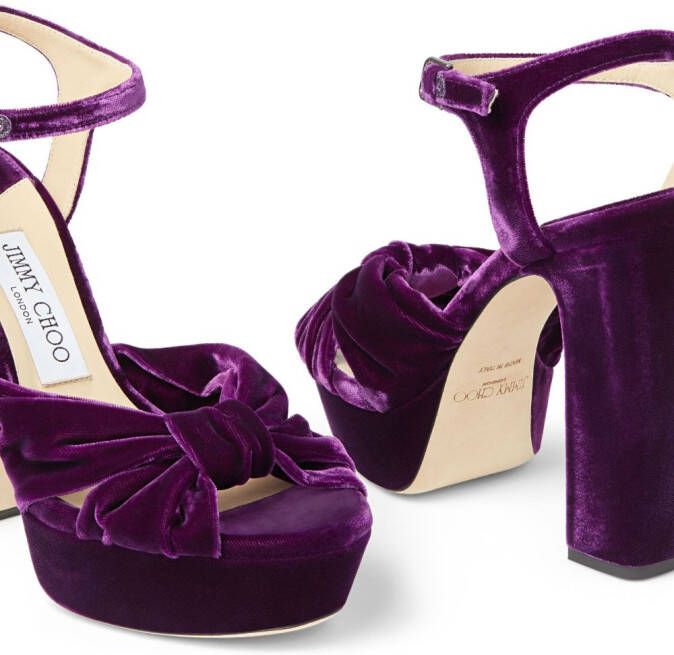 Jimmy Choo Heloise 120mm velvet platform sandals Purple