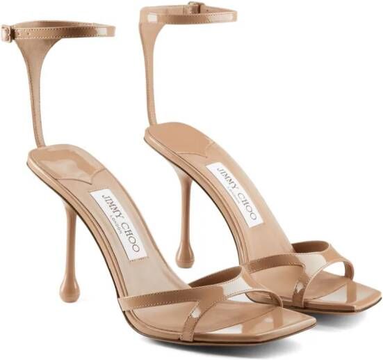 Jimmy Choo Ixia 95mm patent leather sandals Neutrals