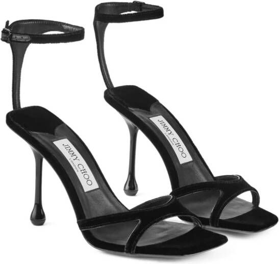 Jimmy Choo Ixia 95mm velvet sandals Black