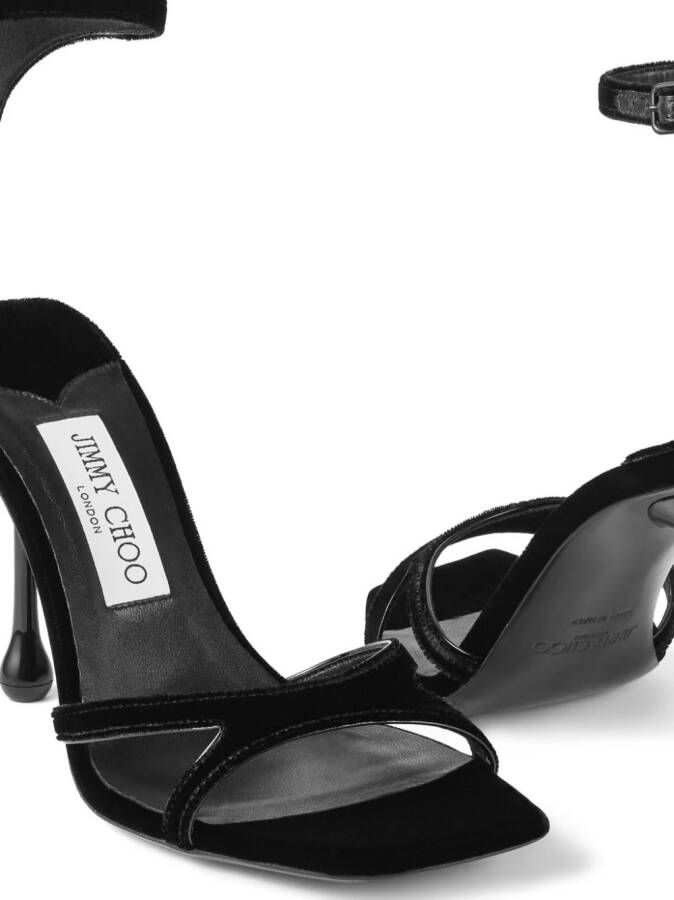 Jimmy Choo Ixia 95mm velvet sandals Black