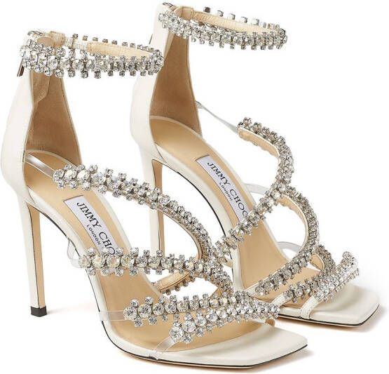 Jimmy Choo Josefine 100mm crystal-embellished sandals White