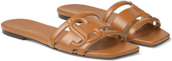 Jimmy Choo Laran debossed-logo sandals Brown