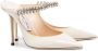 Jimmy Choo linen white Bing 100 crystal anklet patent leather mules Neutrals - Thumbnail 2