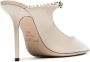 Jimmy Choo linen white Bing 100 crystal anklet patent leather mules Neutrals - Thumbnail 3