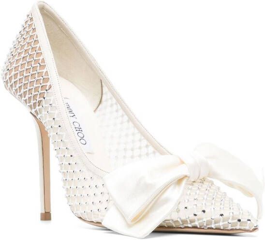 Jimmy Choo Love 100mm crystal-embellished pumps White