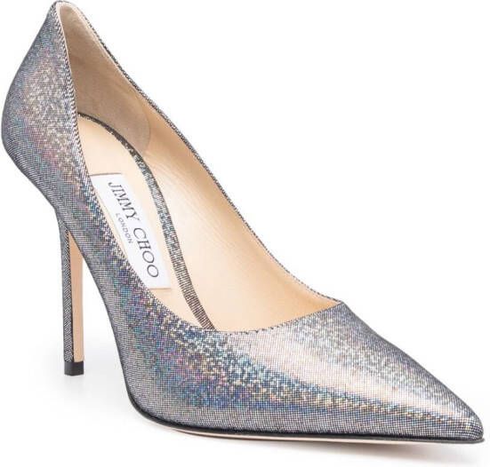 Jimmy Choo Love 100mm holographic-effect pumps Silver