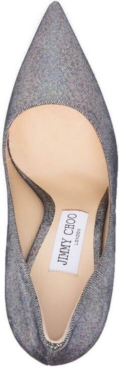 Jimmy Choo Love 100mm holographic-effect pumps Silver