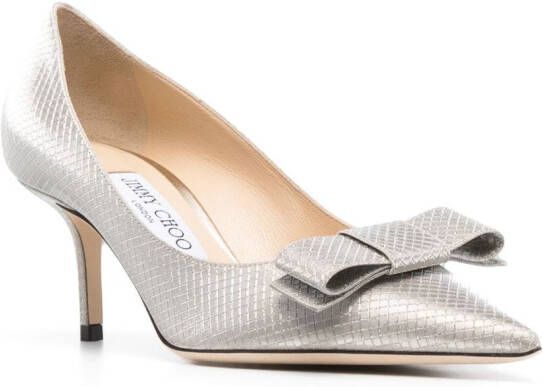 Jimmy Choo Love Bow 65mm leather pumps Grey