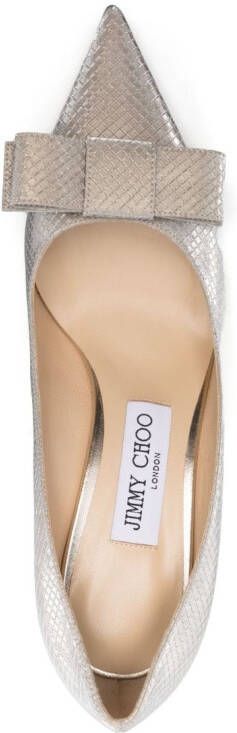 Jimmy Choo Love Bow 65mm leather pumps Grey