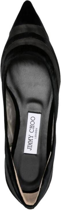 Jimmy Choo Love tulle-trim ballerina shoes Black