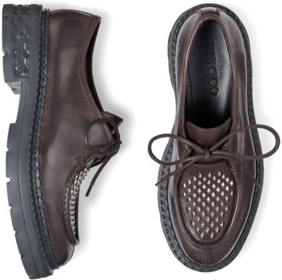 Jimmy Choo Marlow stud-embellished leather moccasins Brown