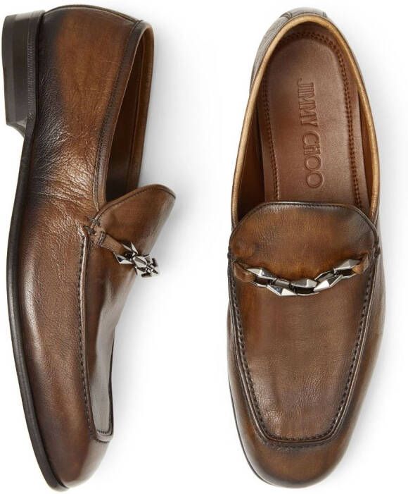 Jimmy Choo Marti Reverse leather loafers Brown