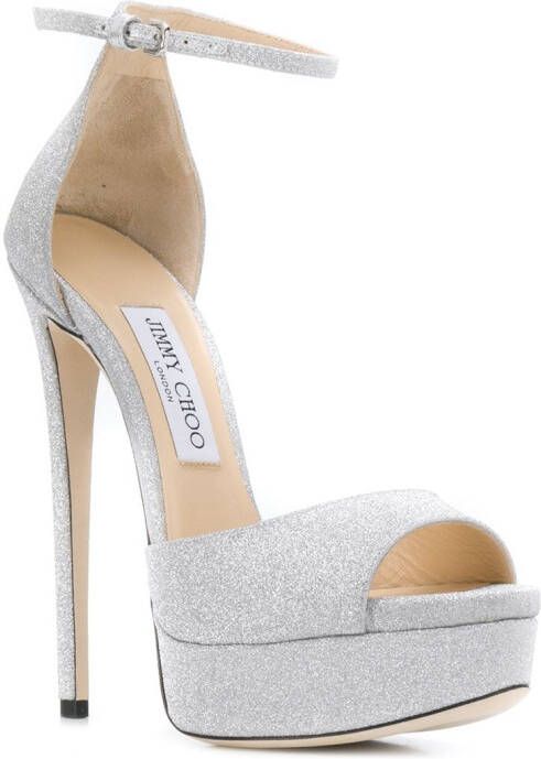 Jimmy Choo Max 150mm glitter sandals Metallic