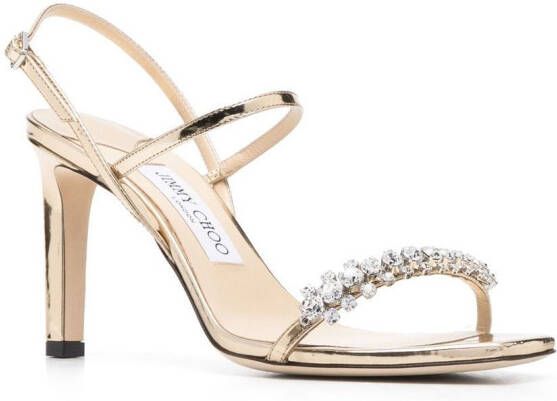 Jimmy Choo Meira 85mm crystal-embellished sandals Gold