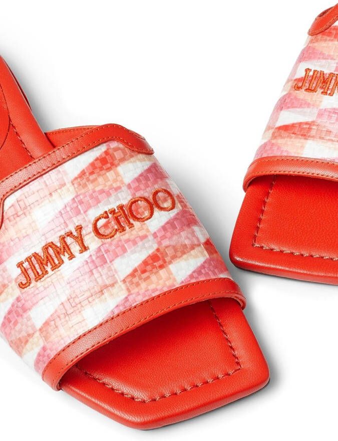 Jimmy Choo Nako diamond-print slides Red