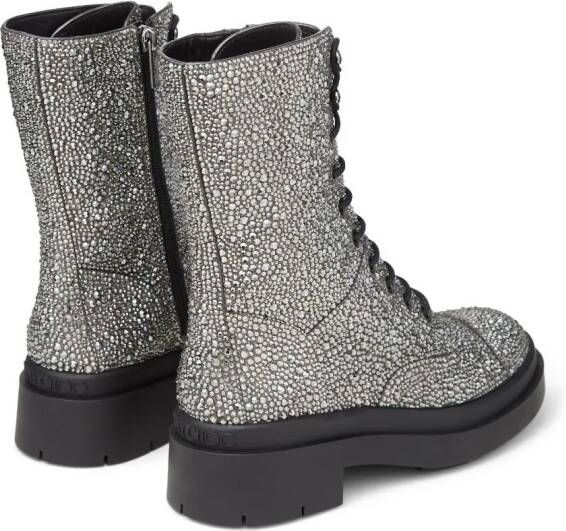 Jimmy Choo Nari crystal-embellished leather boots Silver