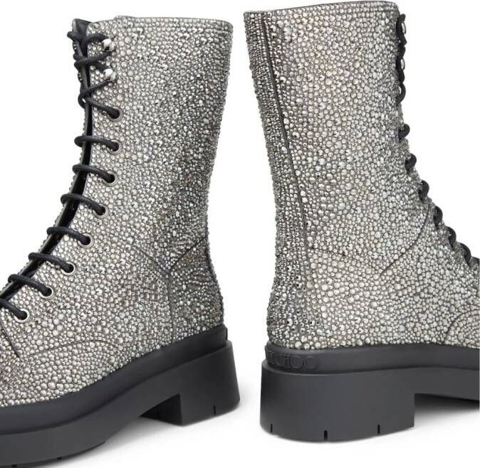 Jimmy Choo Nari crystal-embellished leather boots Silver