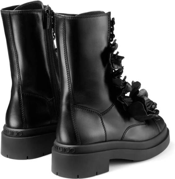 Jimmy Choo Nari flower-appliqué boots Black