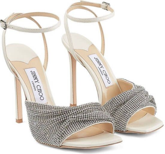 Jimmy Choo Naria 110mm crystal-mesh sandals Neutrals