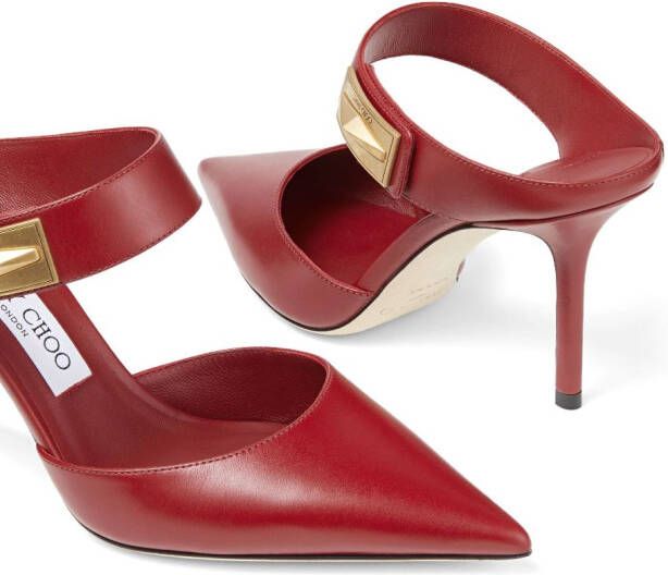 Jimmy Choo Nell 85mm pointed-toe mules Red
