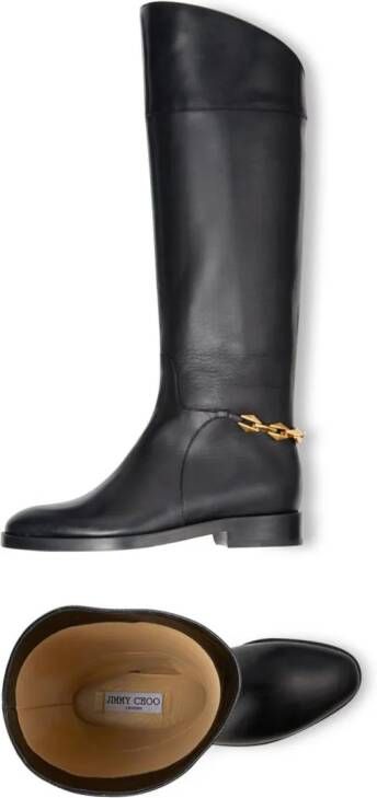 Jimmy Choo Nell chain-detailing leather boots Black