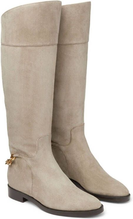 Jimmy Choo Nell chain-detailing suede boots Neutrals