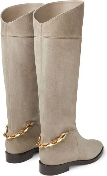 Jimmy Choo Nell chain-detailing suede boots Neutrals