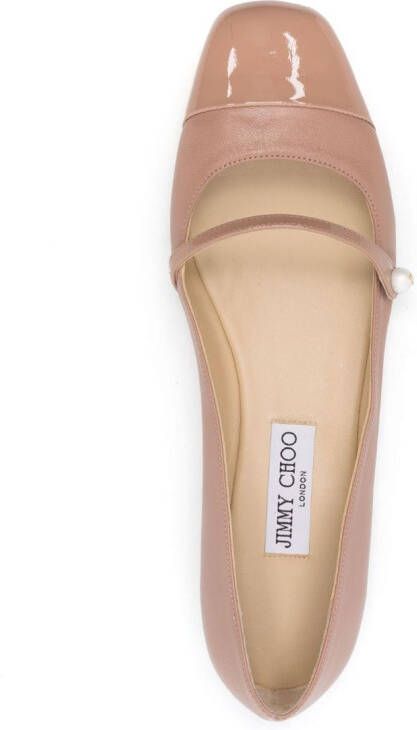 Jimmy Choo pearl-detail ballerina shoes Neutrals