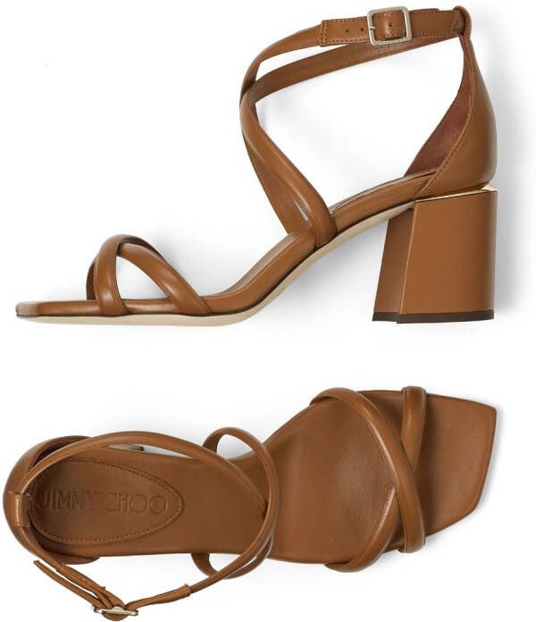 Jimmy Choo Rheea 65mm leather sandals Brown